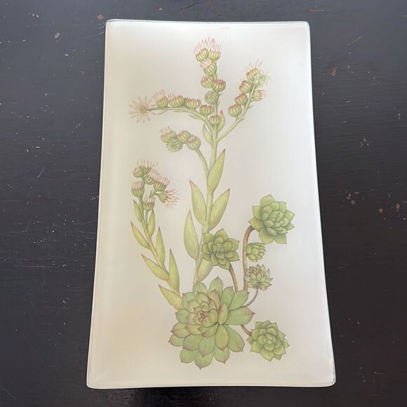 Pottery Barn Glass Succulent Decoupage Tray - Picture 5 of 9
